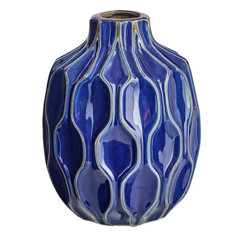 Katherine Navy Ceramic Vase, 8″