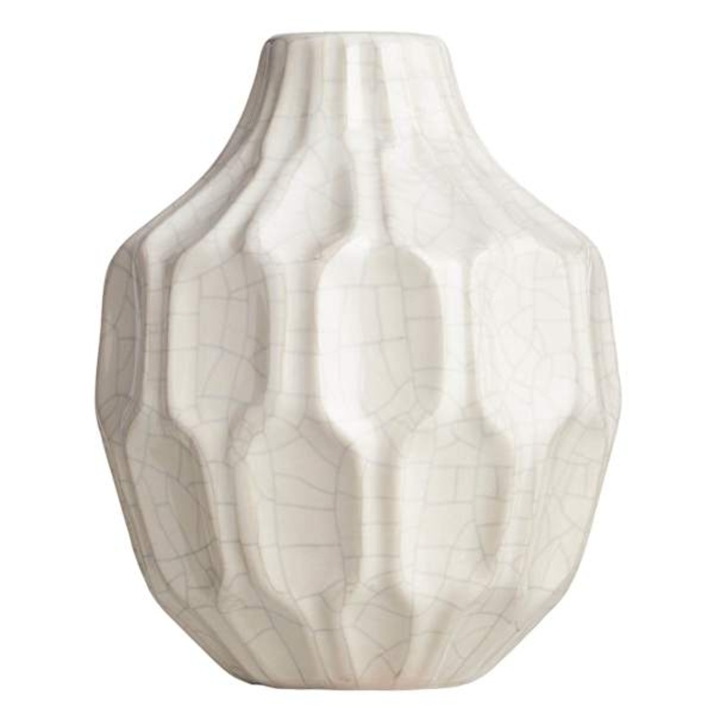 Katherine White Ceramic Vase, 6″