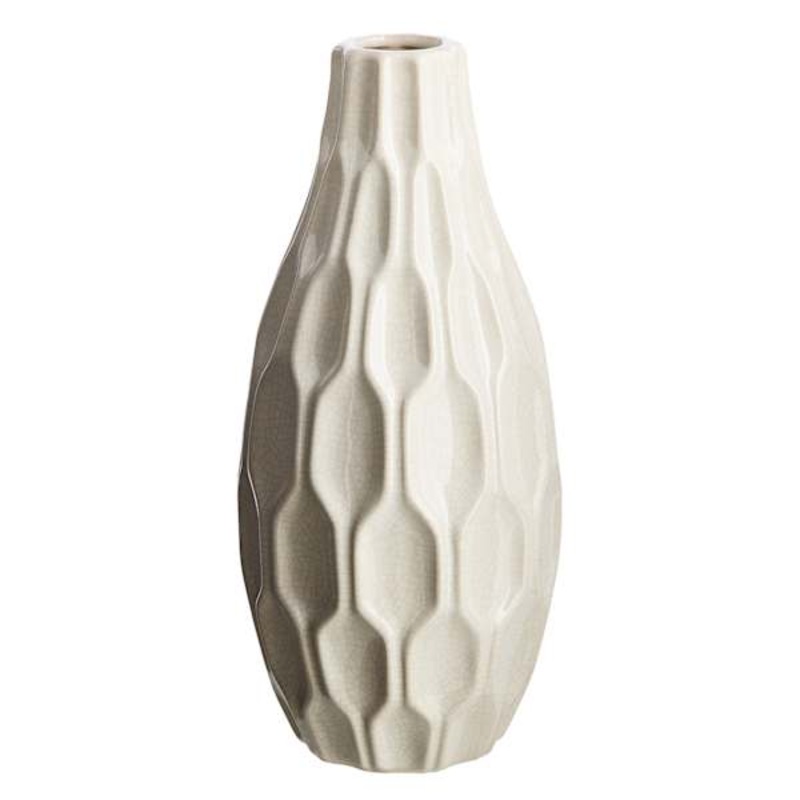 Katherine White Textured Vase, 15″