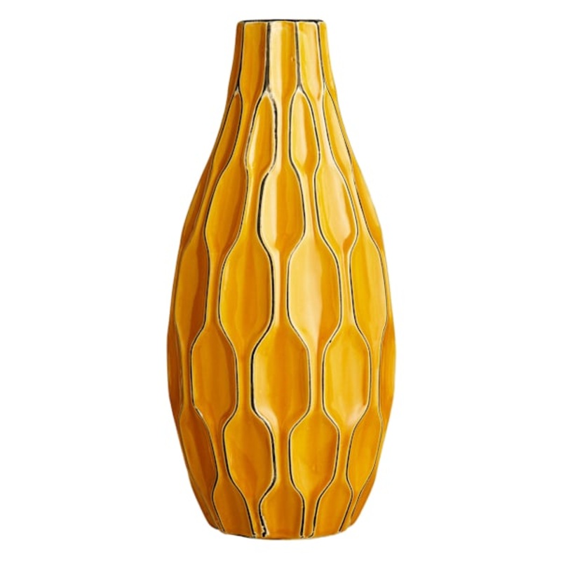 Katherine Yellow Ceramic Vase, 15″