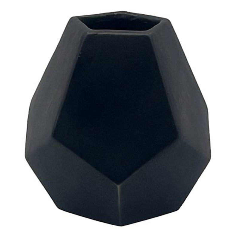 Laila Ali Matte Black Ceramic Geo Vase, 4″