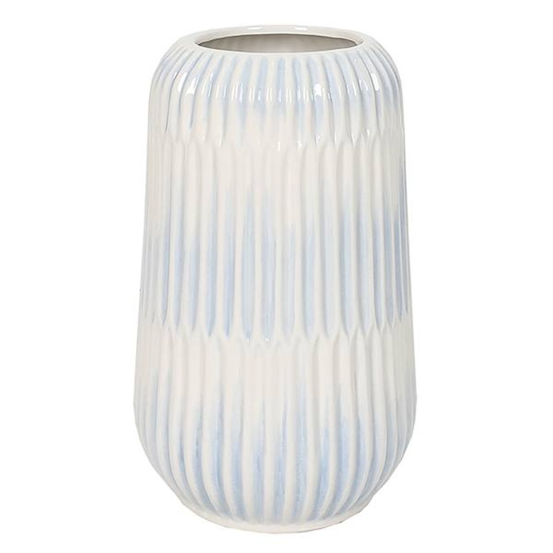 Light Blue and White Shibori Vase, 12″