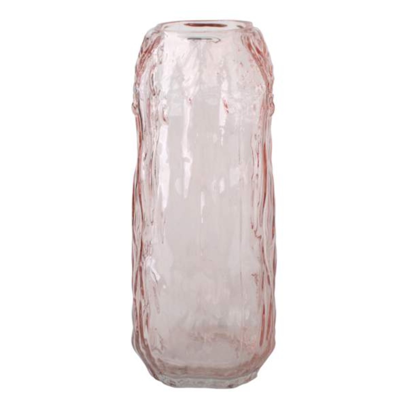 Light Pink Textured Glass Vase, 11″