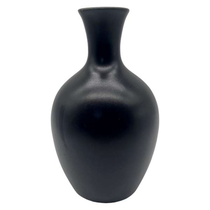 Matte Black Ceramic Vase, 8″