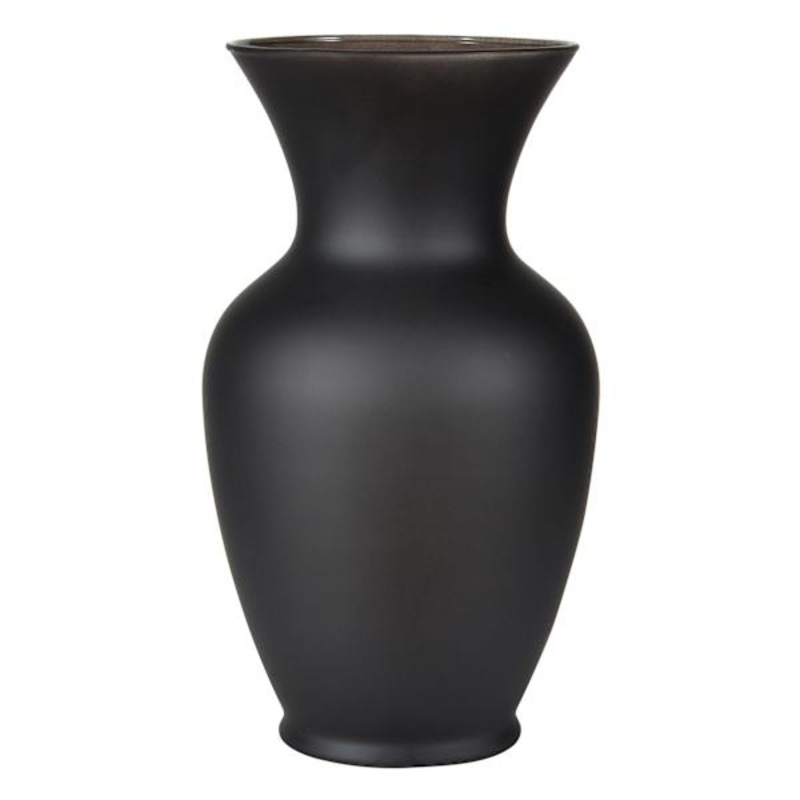 Matte Black Glass Vase, 11″