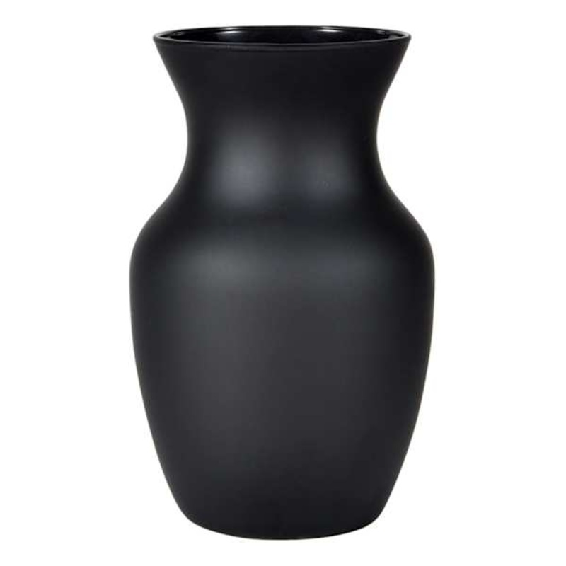 Matte Black Glass Vase, 8″
