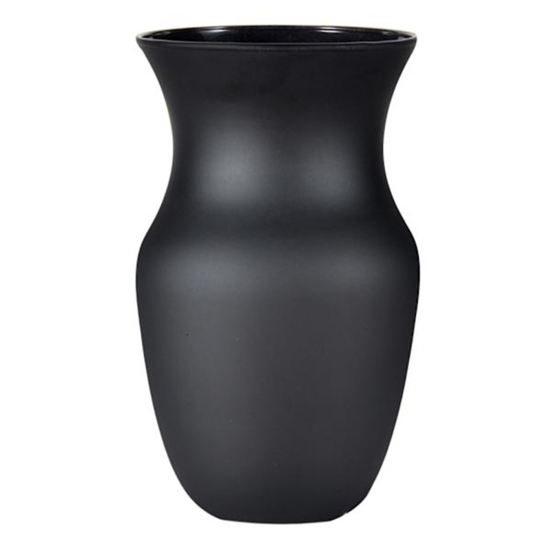 Matte Black Glass Vase, 9″