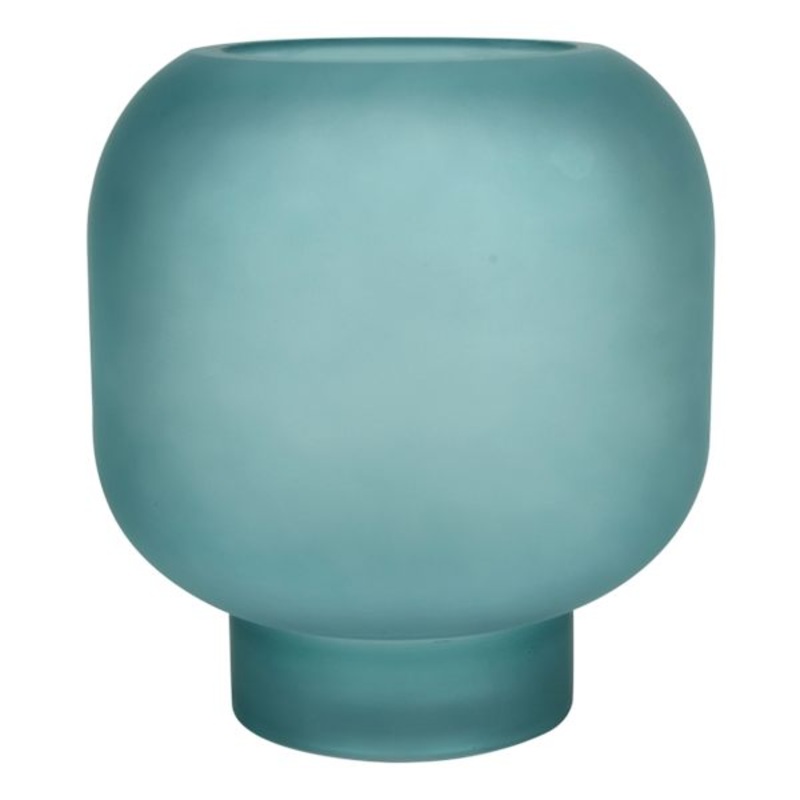 Matte Green Frosted Glass Vase, 8″