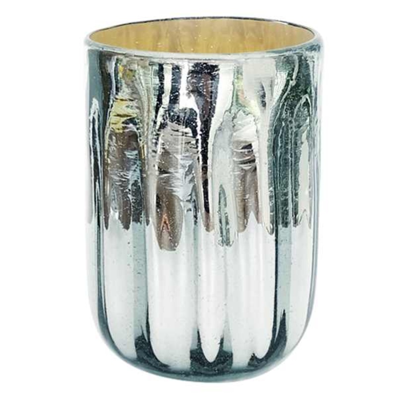 Metallic Hurricane Mercury Glass Vase, 6″