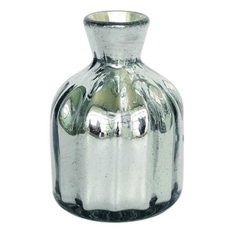 Metallic Mercury Glass Bottle Vase, 6″