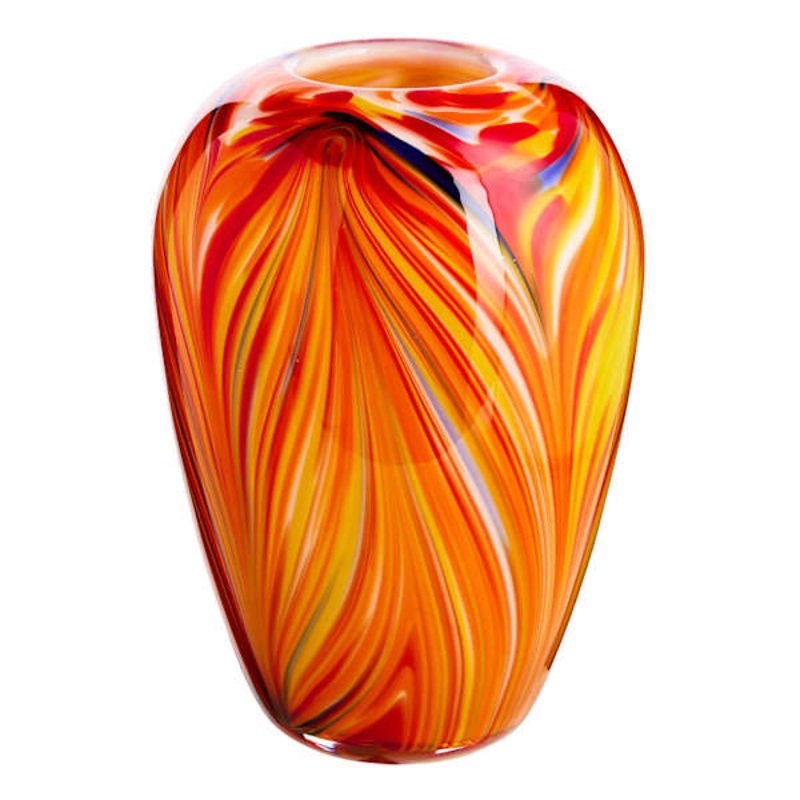 Multicolor Striped Glass Vase, 9.5″