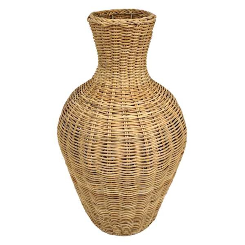 Natural Rattan Vase, 16.5″