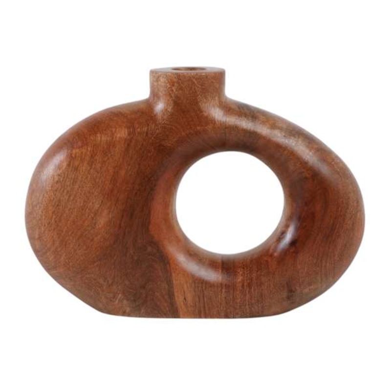 Natural Wood Cut-Out Vase, 10×7