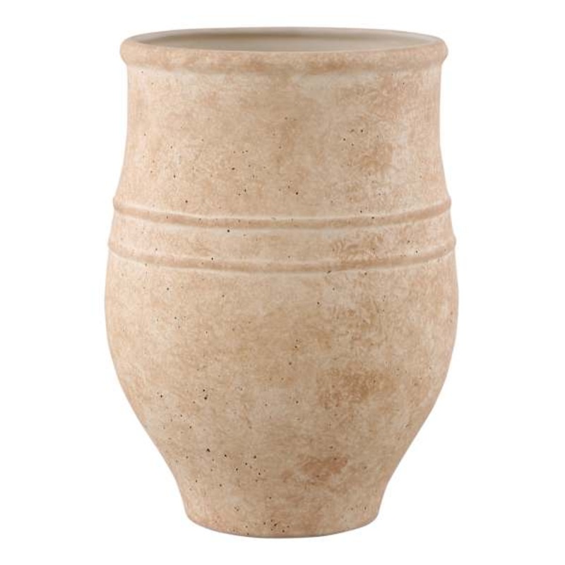 Neutral Ceramic Vase, 10.5″