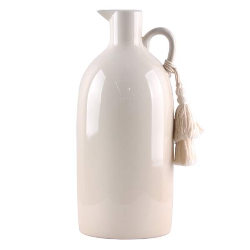 Neutral Ceramic Water Jug Vase, 13″