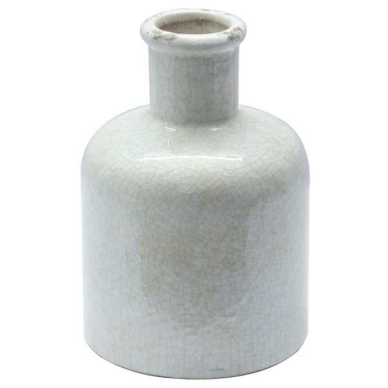 Neutral Crackle Ceramic Vase, 7.5″
