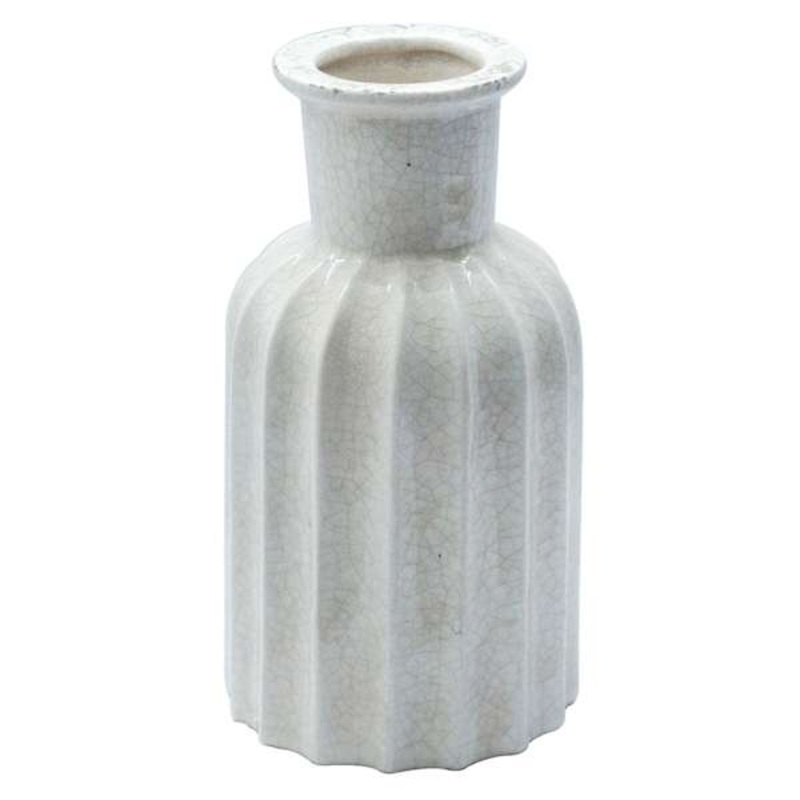 Neutral Crackle Ceramic Vase, 9.5″