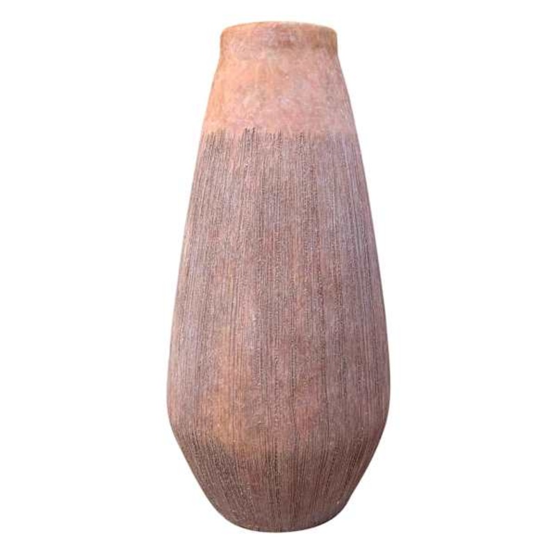 Neutral Scratched Lines Ceramic Vase, 12″