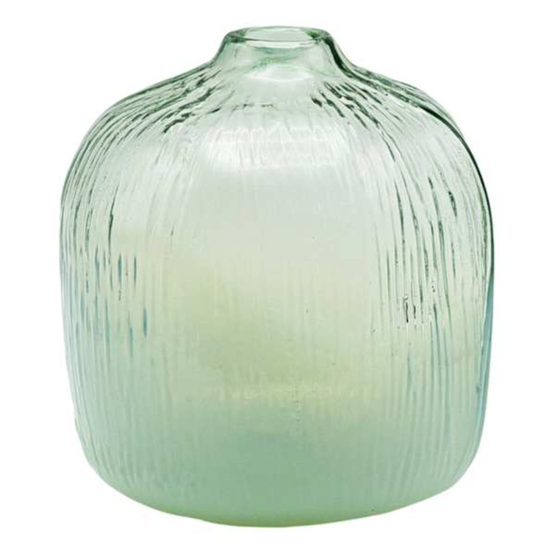 Opaque Green Glass Vase, 8″