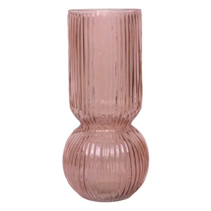 Pink Bottom Bubble Ribbed Vase, 9″