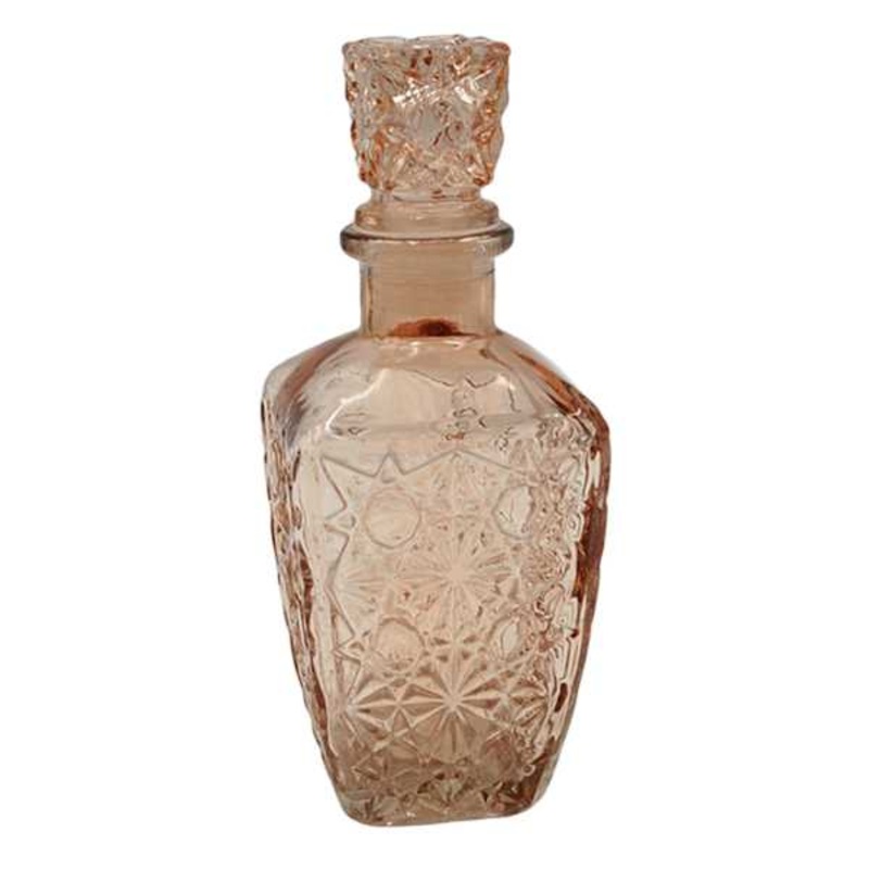 Pink Glass Decanter Vase, 8″