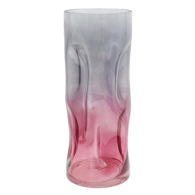 Pink & Grey Ombre Glass Vase, 12″