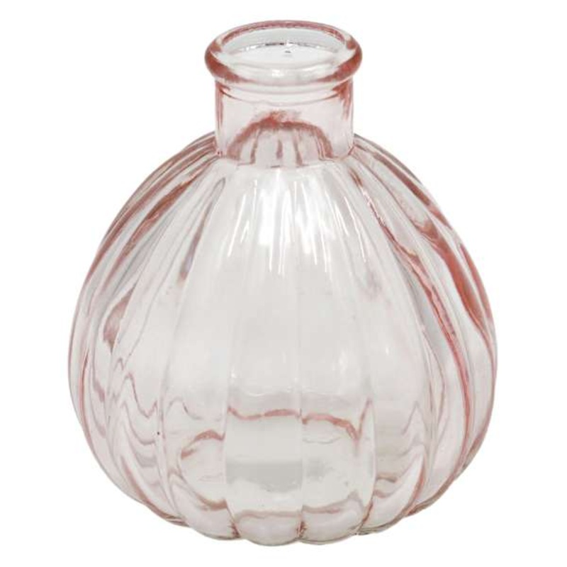 Pink Striped Glass Bud Vase, 4″