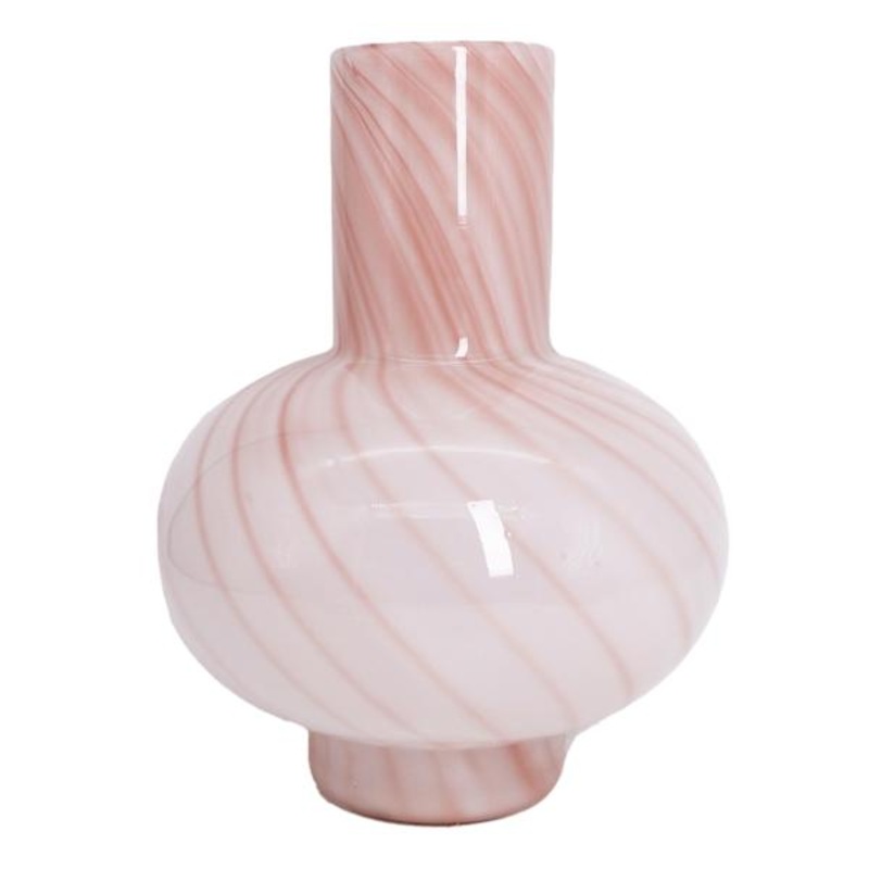 Pink Striped Glass Vase, 9.5″