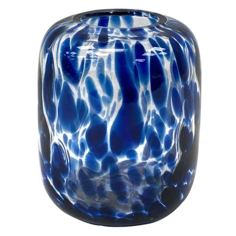 Providence Blue Frit Glass Vase, 4.5″