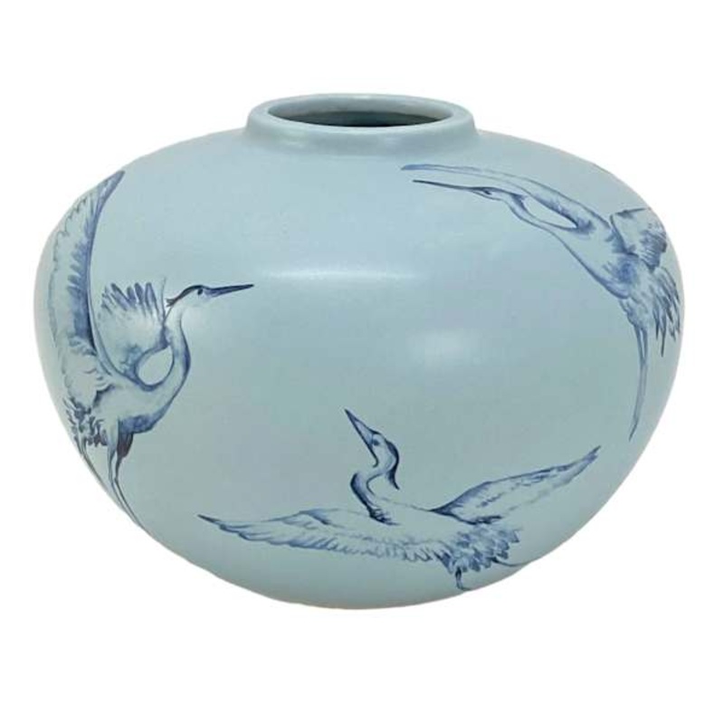 Providence Blue Heron Printed Egret Vase, 8″