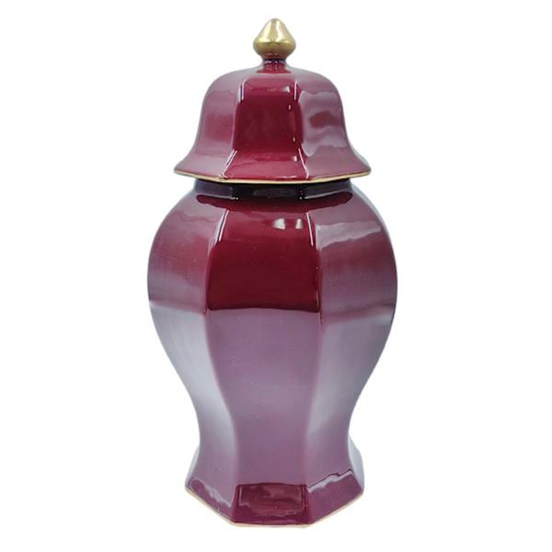 Providence Burgundy Ceramic Jar, 12″