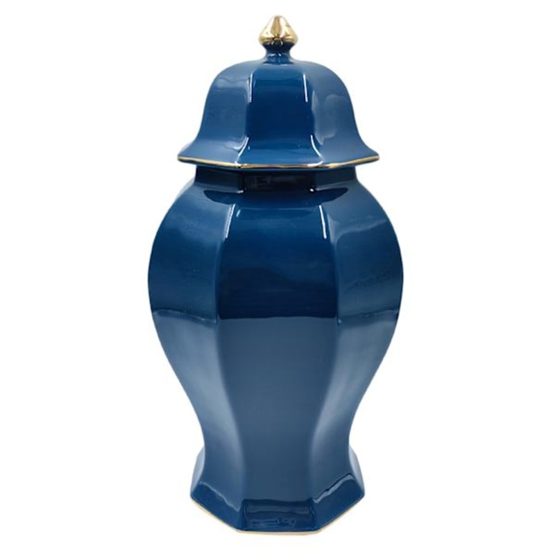 Providence Navy Ceramic Jar, 13″