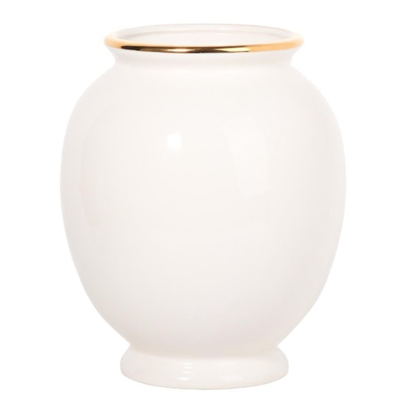 Providence White & Gold Ceramic Vase, 7″
