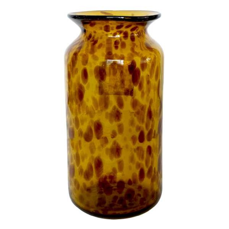 Tortoise Shell Glass Urn Vase, 11″