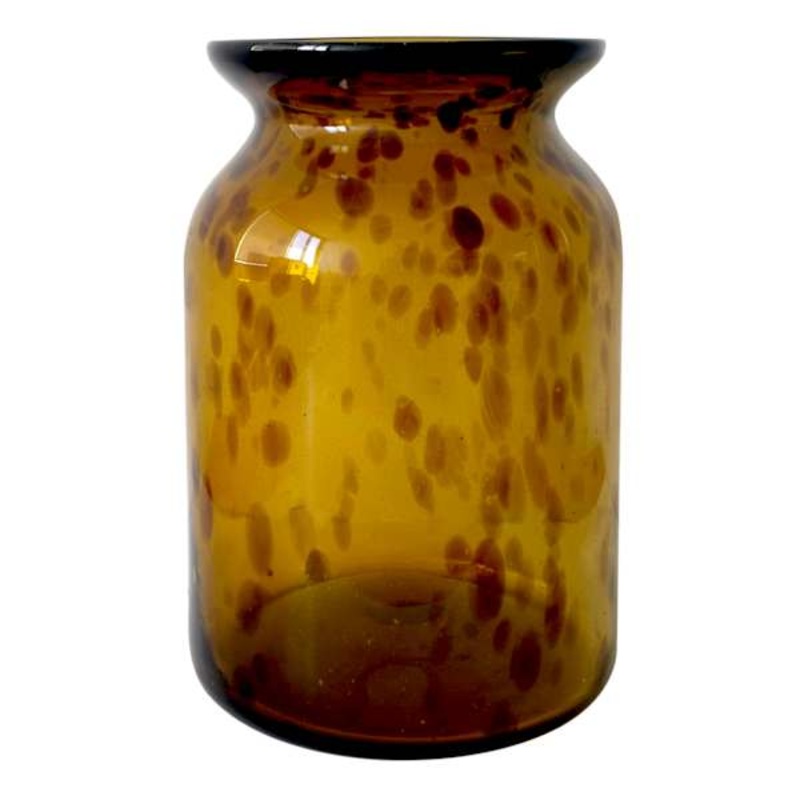 Tortoise Shell Glass Urn Vase, 8.5″