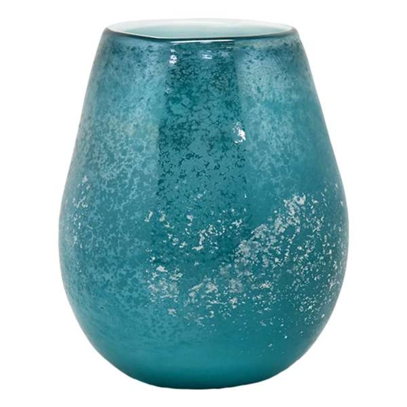 Turquoise Glass Vase, 5″