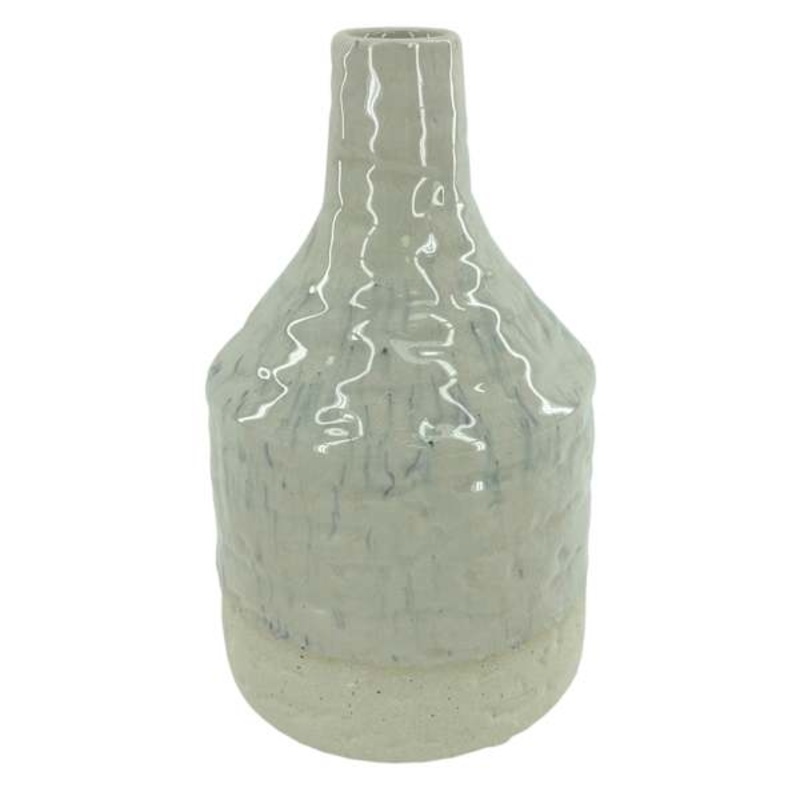 White and Blue Speckeled Vase, 10″