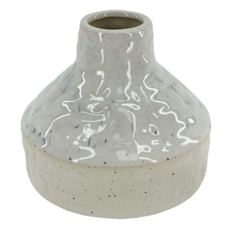 White and Blue Speckeled Vase, 4″