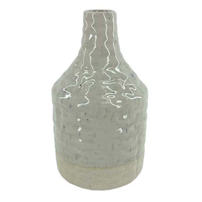 White & Blue Speckled Vase, 8″