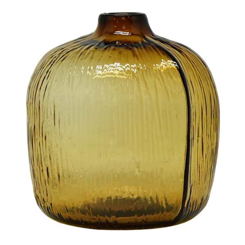 Amber Glass Vase, 7.7″