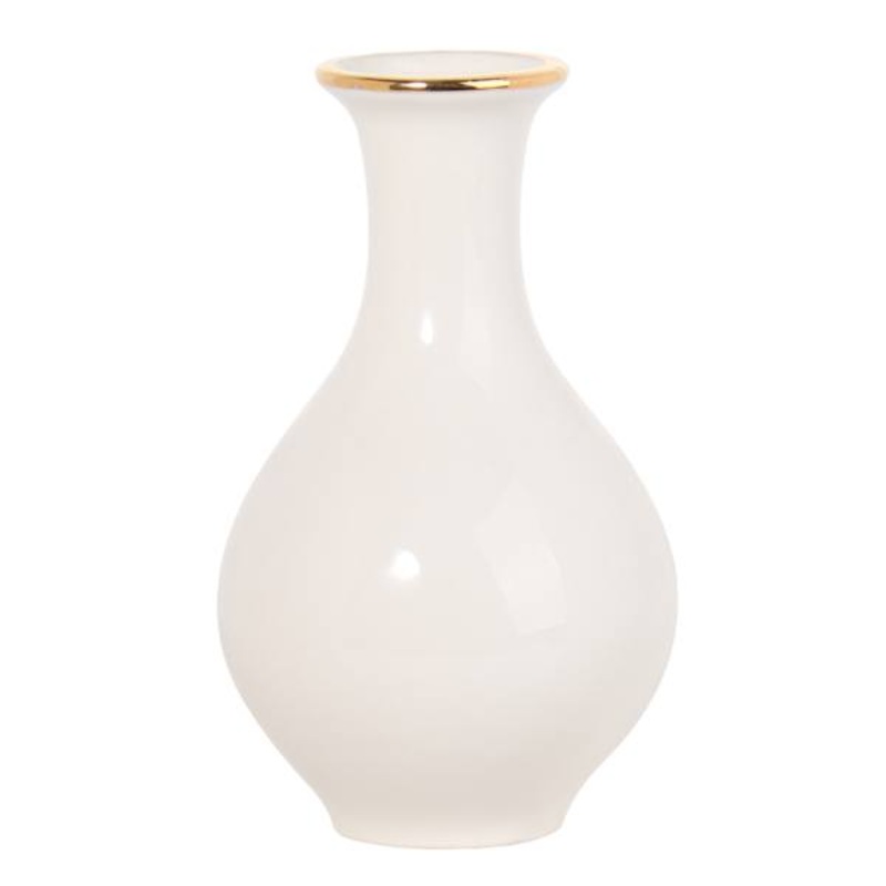 Providence White & Gold Electroplated Ceramic Vase, 6″