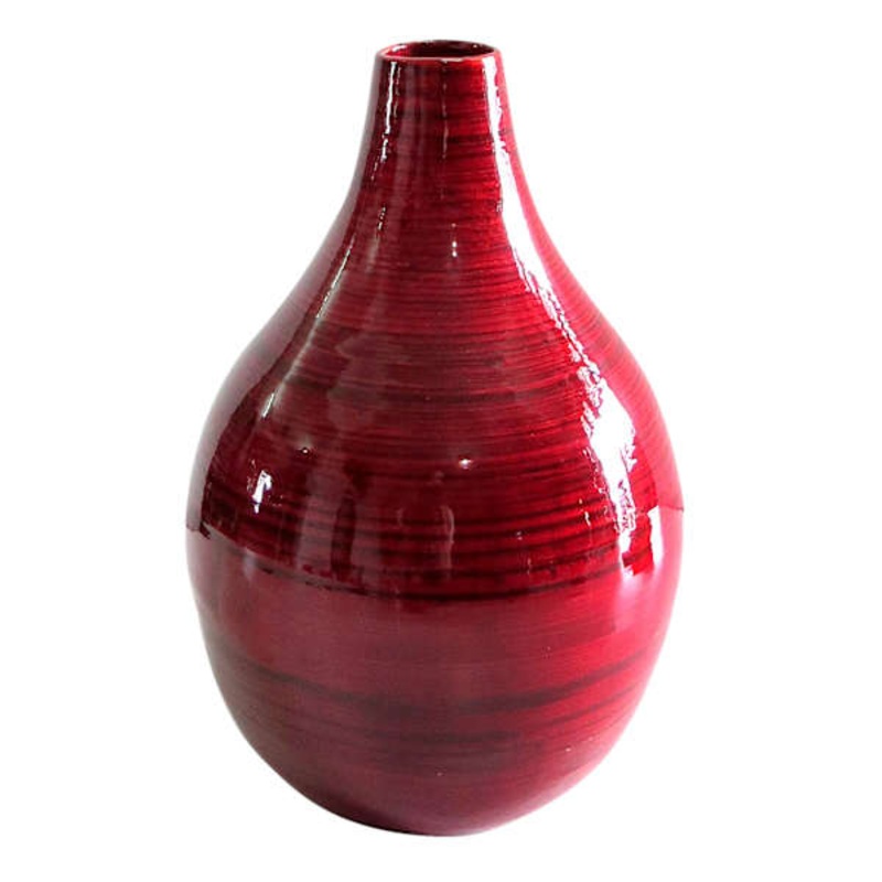 Red Bamboo Vase, 10″