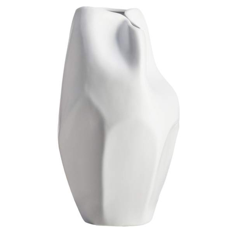 Remi White Ceramic Vase, 14″