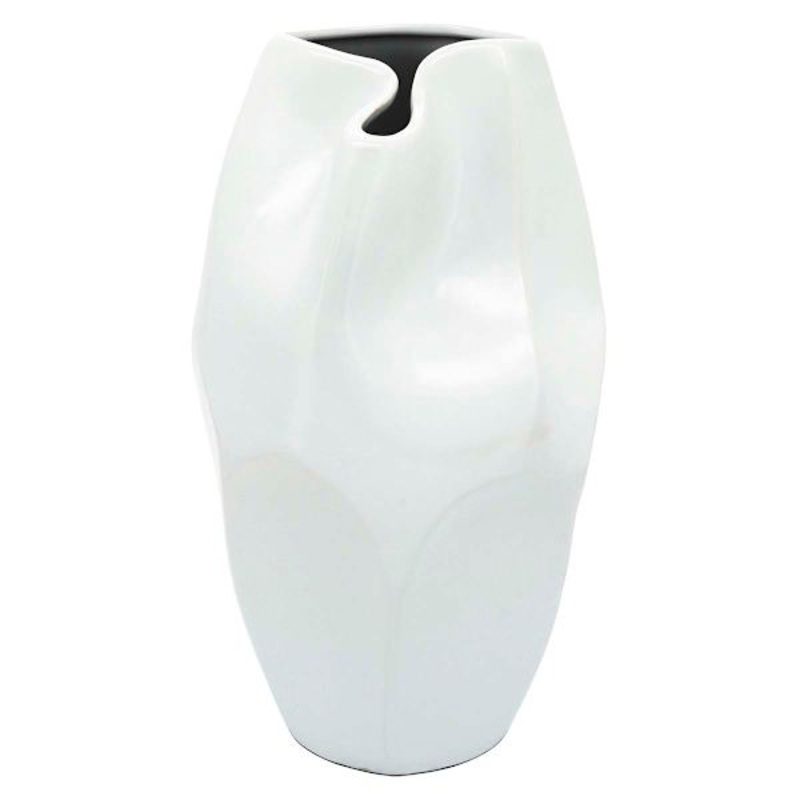 Remi White Ceramic Vase, 6″