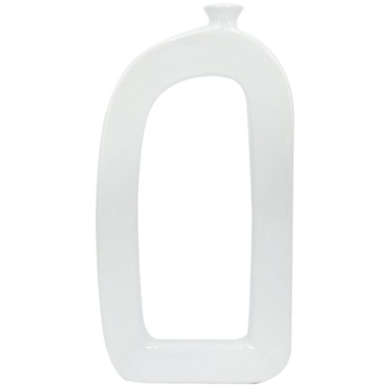 Riley White Ceramic Open Vase, 14″