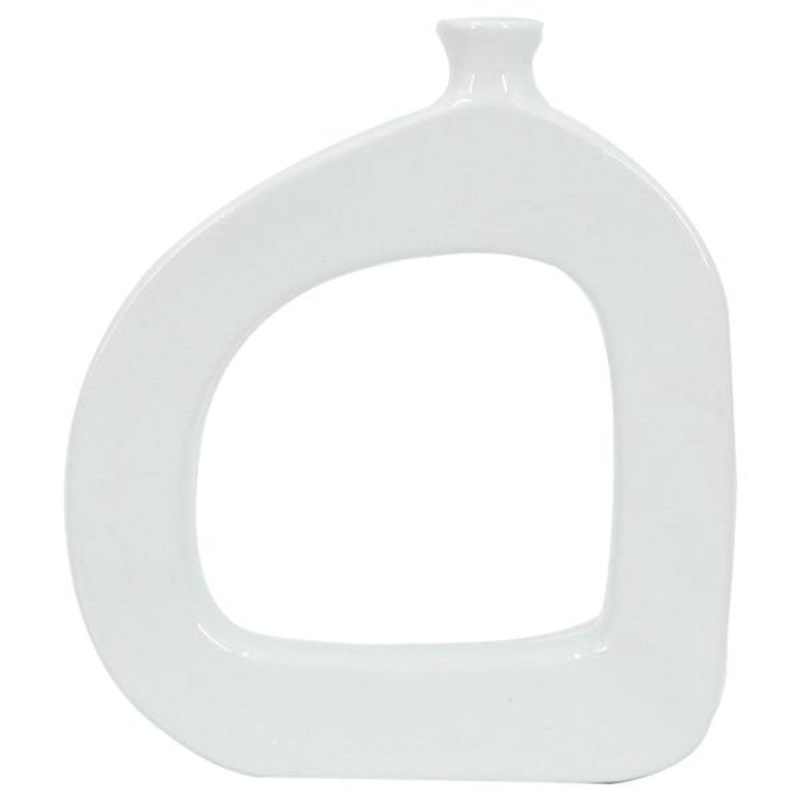 Riley White Open Ceramic Vase, 9.5″