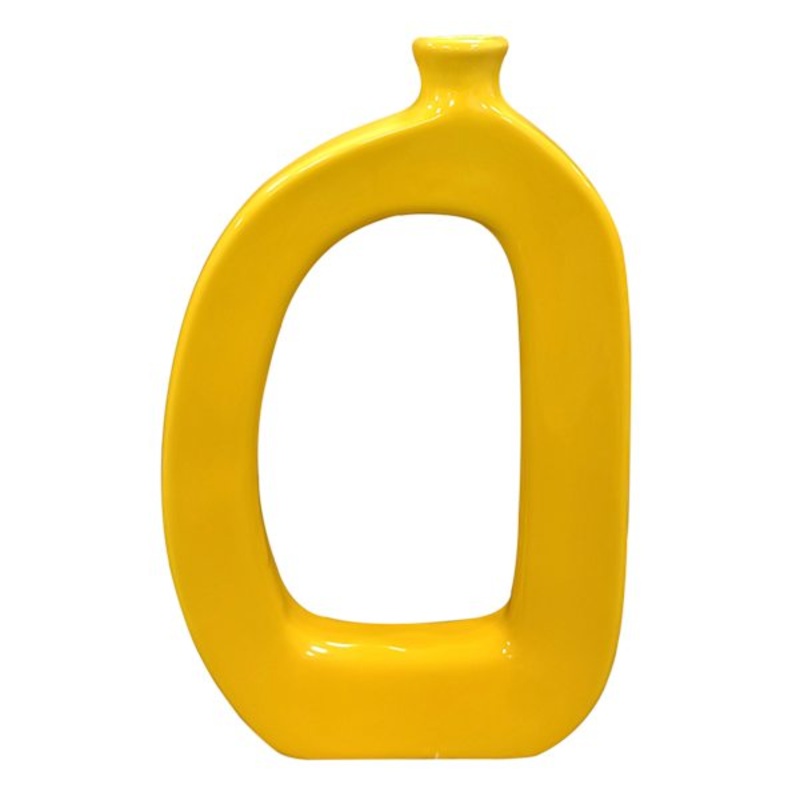 Riley Yellow Open Ceramic Vase, 11″