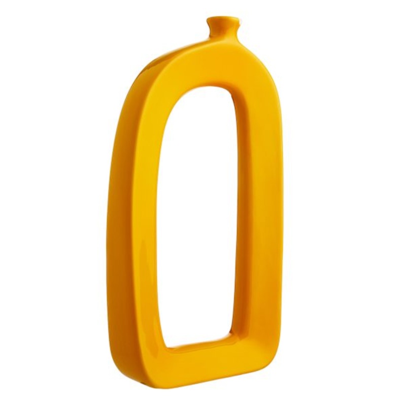 Riley Yellow Open Ceramic Vase, 14″