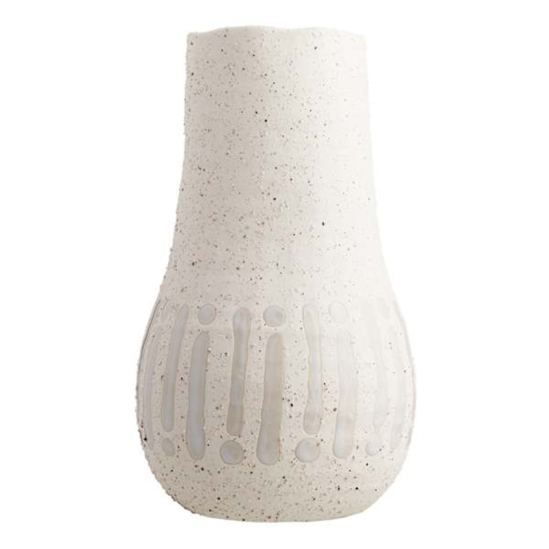 Sanded White Ceramic Vase, 11.5″