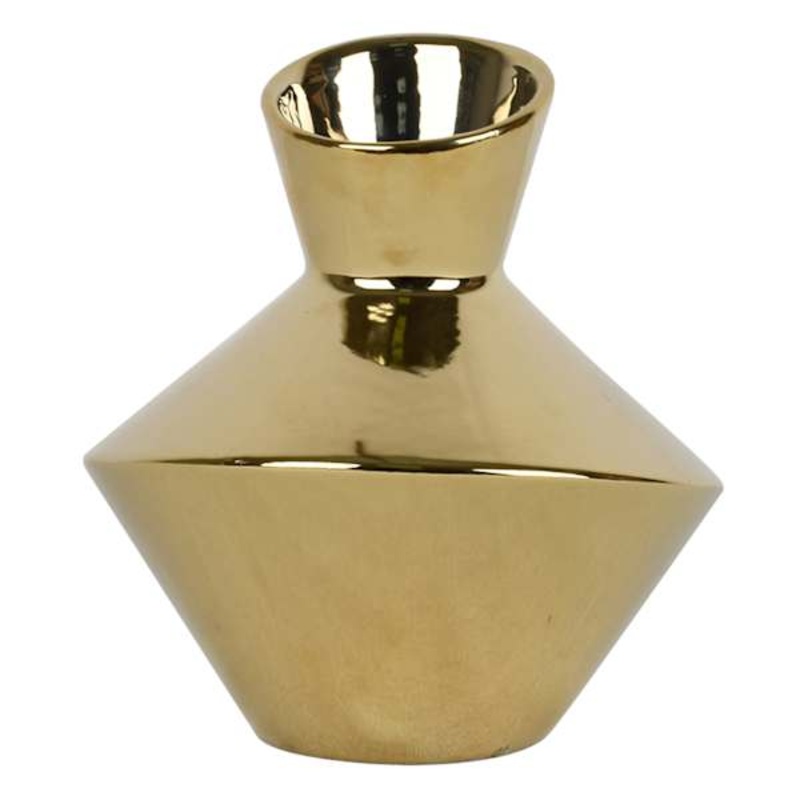 Shiny Gold Ceramic Modern Vase, 7″